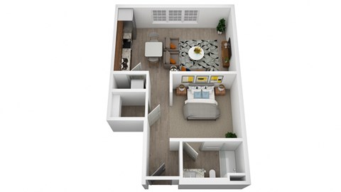 Floor plan for studio, 1 bath, 581 sqft
